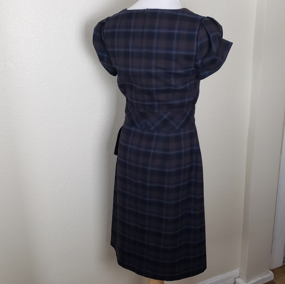 Allen B Vintage Brown and Blue Plaid Dress SZ4 - Picture 5 of 7